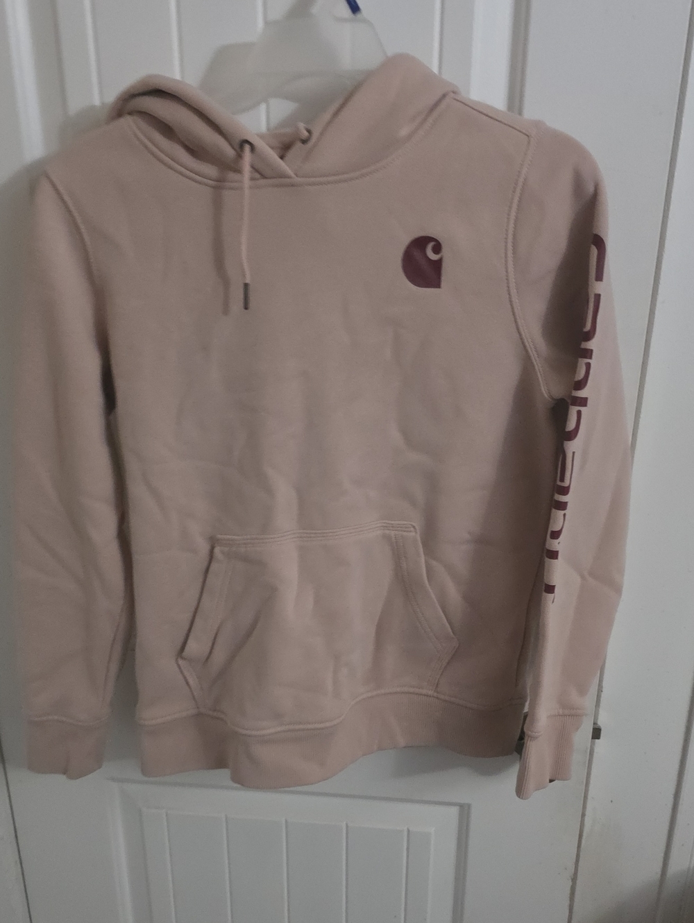 Carhartt Women’s Dusty Pink Pullover Hoodie with Chest Logo